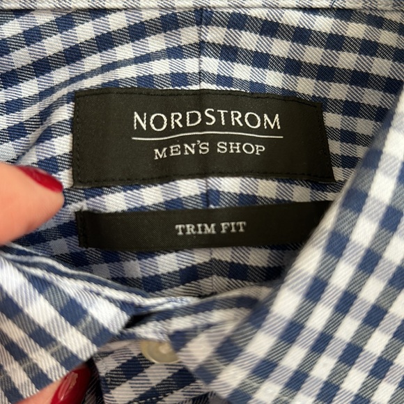 NBW Nordstrom Mens Shop Wrinkle-Free Trim Fit Button Down Shirt, 15.5” 32-33 - Picture 6 of 10